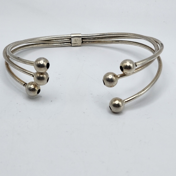 Italy 925 three bracelets trio connected in back Adjustable! STERLING SILVER 3 - Picture 6 of 9